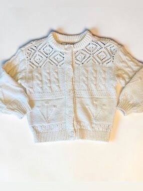 NEW Adorable Off-White Cable & Lace Knit Cardigan | 2T